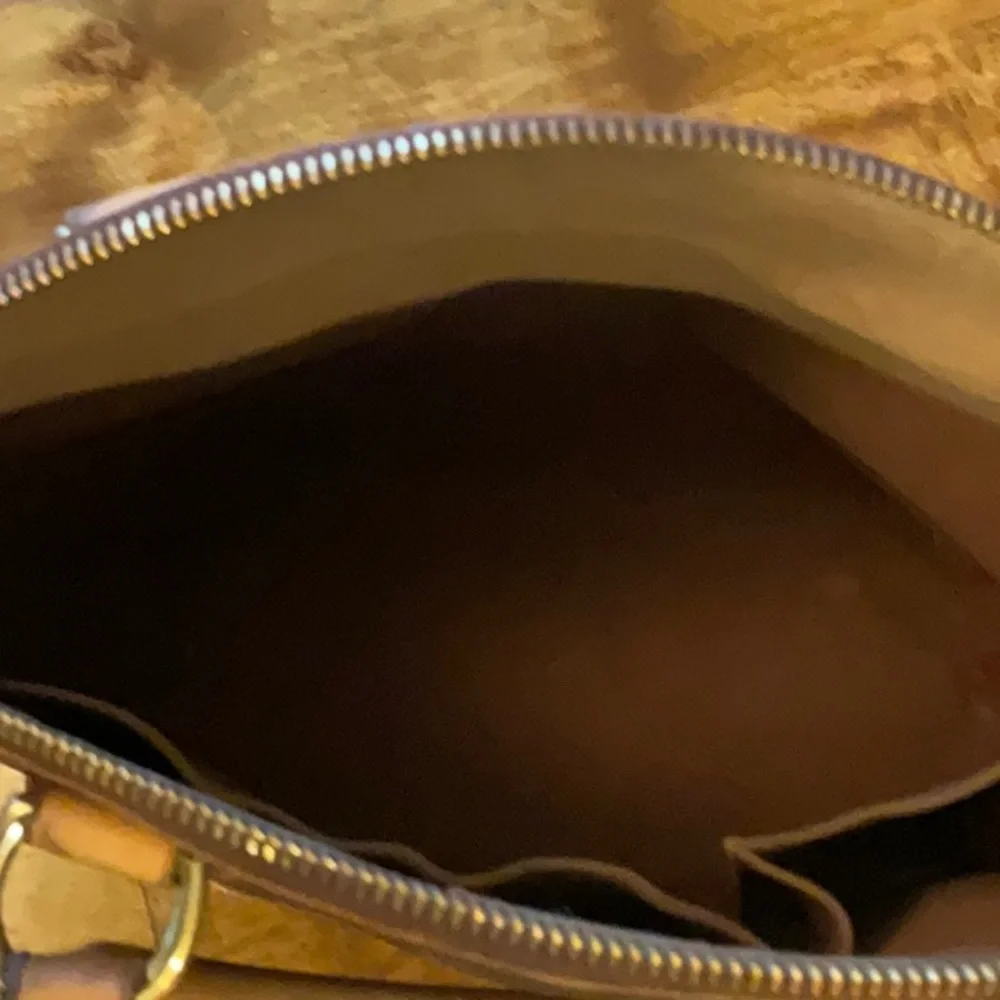 Louis Vuitton Brown Monogram Satchel with Tan Trim